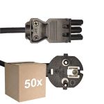 Mehrfachpackung 50x Noxion GST-Kompatibel Versorgungskabel - Weiblich + Schuko Europlug - Schwarz 1.5m - 3 pole 0.75mm2