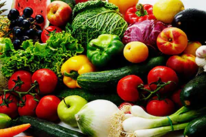 Beleuchtung der Obst- und Gem&uuml;seauslage